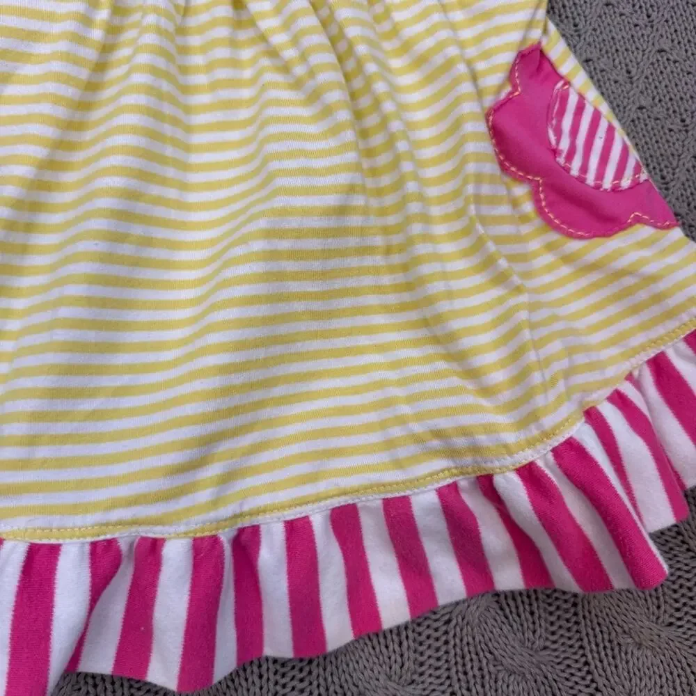 Hanna Andersson Sunny Dress Sunshower ~ Pink and Yellow Striped Dress ~ 3/6M